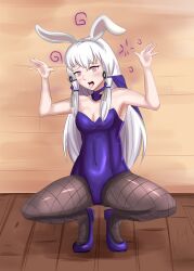  absurdres bare_shoulders blush breasts bunny_ears bunny_girl bunny_pose bunnysuit cleavage fake_animal_ears female_only femsub fire_emblem fire_emblem_three_houses fishnets hair_ornament happy_trance heart heart_eyes leotard long_hair lysithea_von_ordelia navel nintendo open_mouth pet_play pink_eyes shoes small_breasts smeef solo spread_legs squatting symbol_in_eyes tights tongue tongue_out white_hair 