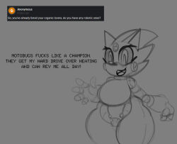  blueberrygrizzly breasts femsub furry genderswap greyscale large_breasts monochrome robot sonic_the_hedgehog sonic_the_hedgehog_(series) text 