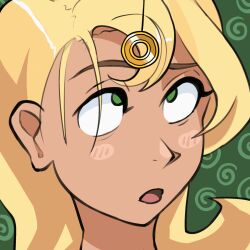  animated animated_gif blonde_hair blush coin crossed_eyes female_only femsub glatu green_background green_eyes open_mouth original pendulum simple_background sleepy solo spiral unfocused_eyes whitewash_eyes 