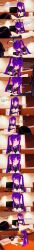  absurdres animal_ears anoni_(anoni_hypno) anoni_hypno bed black_hair bunny_ears bunny_girl censored cum cum_in_mouth dialogue english_text fake_animal_ears fellatio femsub gloves hair_covering_both_eyes heart heart_pasties long_hair maledom nude opera_gloves oral orgasm original pasties penis purple_eyes purple_hair reverse_bunnysuit short_hair sleeping text 