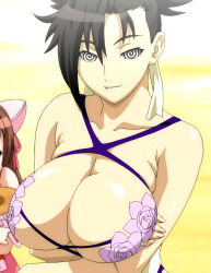 amy_(burst_angel) black_hair breasts brown_hair burst_angel cleavage female_only femsub happy_trance huge_breasts ivatent_(manipper) long_hair manip multiple_girls one-piece_swimsuit open_mouth sei_laoban short_hair smile spiral_eyes swimsuit symbol_in_eyes tech_control 