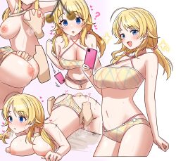 ahoge bikini blonde_hair blue_eyes blush breast_grab breast_sucking breasts cell_phone clothed_sex coin confused empty_eyes expressionless femsub from_behind groping huge_breasts maledom meguru_hachimiya multiple_views navel nipples panting pendulum penis phone puka_0507 sex simple_background smile sweat the_idolm@ster the_idolm@ster:_shiny_colors top-down_bottom-up twintails white_background