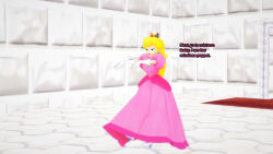 3d blonde_hair blue_eyes clothed crown dress english_text female_only femdom femsub gloves high_heels lipstick mantra nintendo princess princess_peach puppet sonrio12 super_mario_bros. text zombie_walk