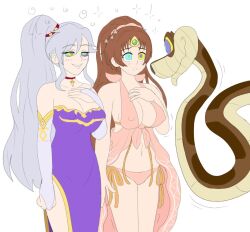  blush breasts brown_hair cleavage dazed disney erect_nipples femsub fire_emblem fire_emblem_genealogy_of_the_holy_war fire_emblem_mystery_of_the_emblem grey_hair happy_trance hypnotic_eyes ishtar_(fire_emblem) kaa kaa_eyes large_breasts linde_(fire_emblem) long_hair maledom nintendo open_mouth plsgts ponytail smile snake standing standing_at_attention swimsuit the_jungle_book tied_hair weak_resistance 