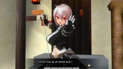  3d absurdres custom_maid_3d_2 hard_translated knight red_eyes swallow774 sword text white_hair 