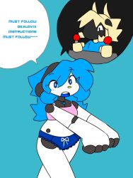 blue_eyes blue_hair remote_control robot_girl robotic_trance tech_control underwear zombie_walk