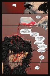  bald black_hair blood closed_eyes clothed dc_comics dialogue elderly english_text femsub henry_charles kneeling maledom official restrained text wine wonder_woman 
