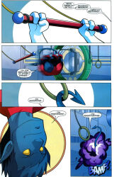 blue_hair blue_skin comic costume gurihiru male_only marvel_comics nightcrawler official super_hero tail text x-men 