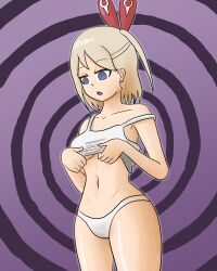 blonde_hair dazed empty_eyes expressionless female_only femsub mythkaz stella_(world_flipper) tagme undressing world_flipper