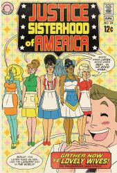  apron beehive_hair black_hair blonde_hair blush bouffant bracelet brown_hair columbia_(maggotmike) dark_skin dc_comics dialogue domestication dress earrings eyeshadow femsub fish_girl freckles hair_band hair_ornament happy_trance high_heels light_skin lipstick mach_turtle_(maggot_mike) maggotmike maledom mermaiden_(maggot_mike) multiple_girls multiple_subs necklace original she-devil_(maggot_mike) speech_bubble stepfordization text winged_woman_(maggot_mike) wings 