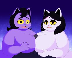  animal_ears bbw black_hair bottomless breasts cat_girl catti_(deltarune) catty_(undertale) chubby collaboration collaborative_paizuri deltarune dr._chaos fat femsub furry happy_trance large_breasts maledom multiple_subs nude open_mouth paizuri penis short_hair smile symbol_in_eyes topless undertale 