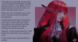 blue_eyes caption caption_only eiselin_burchelli_meijal_hulkenberg elf elf_ears femsub hime_cut knight maledom metaphor:refantazio monsieurchuchote_(writer) noboru red_hair text