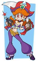 breasts brown_hair earrings evil_smile female_only femdom femsub jewelry large_breasts nintendo pirate possession princess princess_daisy red_eyes risky_boots shantae_(series) shenanimation short_hair smile super_mario_bros.