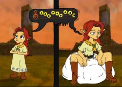 accidental_hypnosis age_regression before_and_after bunnyboydl94 diaper dress elf_ears femsub hypnotic_audio hypnotic_music malon mind_break nintendo ocarina_of_time red_hair scat self_hypnosis the_legend_of_zelda unhappy_trance