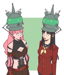  black_hair cleavage clothed crossed_eyes crossover drool ef-nsfw fire_emblem fire_emblem_three_houses hilda_valentine_goneril jimmy_neutron_(series) long_hair nintendo persona_(series) persona_4 pink_hair shrunken_irises standing standing_at_attention tech_control twintails unfocused_eyes video_game wall_eyed yolkian yukiko_amagi 