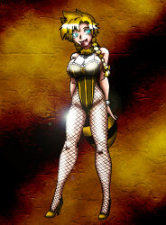  absurdres bee_girl bimbofication blonde_hair breasts bug_girl bunnysuit cloud_strife crazycowproductions cuffs empty_eyes femsub final_fantasy final_fantasy_vii genderswap happy_trance large_breasts long_hair open_mouth smile 