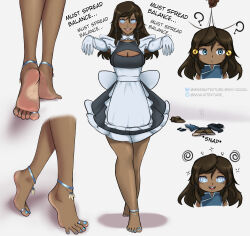 avatar_the_last_airbender barefoot dark_skin feet femsub foot_focus korra legend_of_korra maid spiral_eyes tagme text transparenttexture zombie_walk