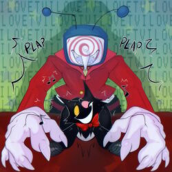 antenna cat_boy claws cosplay deltarune environmental_text fangs furry gloves grosspotoo hypnotic_screen male_only maledom malesub pluey_(deltarune) sex tenna yaoi 