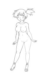  breasts female_only femsub greyscale katsiika misty monochrome nintendo pokemon pokemon_(anime) solo tagme 