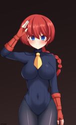 blue_eyes capcom empty_eyes femsub genderswap ponytail ranma_1/2 ranma_saotome red_hair saluting sex shadaloo_dolls signature simple_background standing standing_at_attention street_fighter tagme yakai 