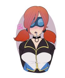 absurdres blush breasts cleavage collar disney drool empty_eyes expressionless female_only femsub goggles hypnotic_accessory jessica_cannon large_breasts mareu open_mouth red_hair short_hair sin_episodes solo spoilers tech_control the_incredibles tongue transparent_background twintails western