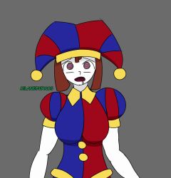  clown_girl femsub milaneburn05 open_mouth pomni simple_background spiral_eyes the_amazing_digital_circus 