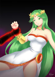  breasts cleavage goddess green_eyes green_hair haryudanto kid_icarus large_breasts long_hair nintendo palutena 