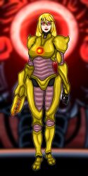  armor blonde_hair glowing_eyes metroid_(series) mother_brain mspainter nintendo red_eyes red_lipstick samus_aran tagme 