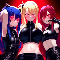  ai_art corruption erza_scarlet fairy_tail femsub glowing_eyes lucy_heartfilia red_eyes tagme wendy_marvell 