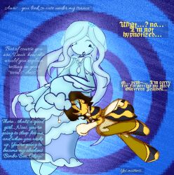  bee_girl bee_queen consensual dialogue dollys_factory enemy_conversion female_only femdom femsub hypnotic_light hypnotic_tentacle jellybell_(dollys_factory) jellyfish jellyfish_girl meistroass queenie_(dollys_factory) sleep_command text wholesome yuri 