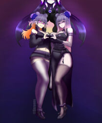  calliope_mori corruption drool eye_color_change female_only femdom femsub hair_color_change hand_on_head hololive hololive_english kiara_takanashi kronobas28 ninomae_ina'nis parasite pink_eyes purple_hair tears unhappy_trance virtual_youtuber yuri 