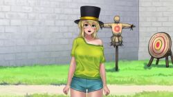  animated before_and_after blonde_hair blush bottomless changer_(character) clothed collarbone empty_eyes femsub green_eyes large_breasts maledom nipples nude open_mouth original outdoors puppet sound top_hat topless video virtual_youtuber voice_acted 