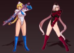  blonde_hair blush boots braid breasts corruption cosplay crossover fate/apocrypha fate/grand_order fate_(series) female_only femsub gloves happy_trance hat jeanne_alter jeanne_d&#039;arc_(fate) leotard long_hair multiple_girls multiple_subs pink_eyes shadaloo_dolls smile street_fighter sword twintails very_long_hair victoriamikoto white_hair 