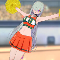  3d ahoge armpits cheerleader choker collar crop_top elizabeth_liones eyebrows_visible_through_hair female_only femsub hair_covering_one_eye ivatent kaa_eyes midriff moka_akashiya my_hero_academia necklace open_mouth posing rosario+vampire skirt smile sneakers solo standing the_seven_deadly_sins very_long_hair 