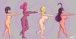  ahoge amber_(peefix) animated animated_gif blonde_hair breasts brown_eyes collar dark_skin erection expressionless femsub futanari futasub hair_buns hair_covering_both_eyes happy_trance jess_(kylewtb) kai_(tinsay) large_breasts long_hair multiple_girls multiple_subs nipples nude open_mouth original penis psyfly red_hair smile spiral spiral_background spiral_eyes tongue tongue_out triss_(psyfly) twintails western zombie_walk 