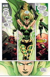  absurdres blonde_hair breasts cleavage comic enchantress femdom gerry_alanguilan glowing glowing_eyes large_breasts laura_martin leinil_francis_yu long_hair malesub marvel_comics official red_onslaught super_hero text 