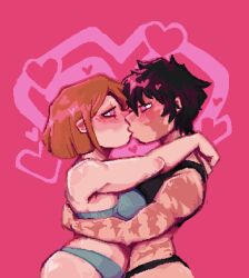  alienbee female_only femsub heart jujutsu_kaisen kissing kugisaki_nobara love maki_zenin pink_eyes pixel-chan-doodles pixel_art scars sub_on_sub underwear yuri 