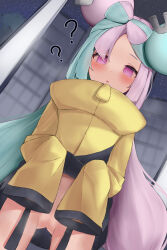  absurdres bare_legs blue_hair blush breath clothed clothed_exposure confused female_only femsub hair_ornament iono_(pokemon) jacket long_hair looking_at_viewer magnemite mirumiru18x multicolored_hair night nintendo no_panties open_mouth outdoors panting pokemon pokemon_scarlet_and_violet purple_eyes purple_hair pussy shirt_lift solo spiral_eyes steam symbol_in_eyes 