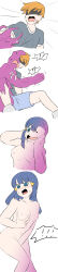 absurdres blue_hair bottomless breasts comic dawn ditto long_hair nintendo nude pokemon pokemon_diamond_pearl_and_platinum possession short_hair topless vel 