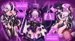 absurdres ahoge anal animal_ears bangs bare_shoulders blush bodysuit breast_grab breast_sucking breath cat_ears cat_girl cervix_penetration control_indicator corruption covered_with_cum cuffs cum dildo double_penetration empty_eyes evilfall_(yaokisub) face_mask fake_animal_ears feet female_only femsub fishnets force_feeding garter gloves japanese_text kneeling lactation large_breasts latex leotard long_hair milk milking milking_machine multiple_girls multiple_subs open_mouth opera_gloves original pussy_juice red_eyes restrained rubber sex_machine shu_zhi_ren spread_legs straight-cut_bangs tears tech_control thigh_boots thighhighs tubes twintails vaginal very_long_hair visor white_hair wires