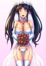 arkfield black_hair blush bouquet breasts bridal_veil cleavage crown female_only femsub flower gloves glowing glowing_eyes happy_trance heart heart_eyes high_school_dxd huge_breasts hypnotic_accessory jewelry lingerie long_hair looking_at_viewer manip misterman4_(manipper) necklace open_mouth opera_gloves panties serafall_leviathan spiral_eyes symbol_in_eyes tagme thighhighs twintails underwear wedding_dress