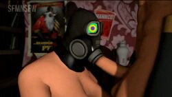  3d animated animated_gif bottomless breasts cleavage epic_oreos2029_(manipper) erection fellatio femsub gas_mask kaa_eyes large_breasts maledom nude penis pyro_(team_fortress_2) sfmnsfw spiral_eyes symbol_in_eyes team_fortress_2 text topless valve 