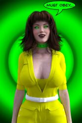 3d april_o&#039;neil breasts collar dialogue femsub green_eyes happy_trance standing standing_at_attention teenage_mutant_ninja_turtles text theheckle