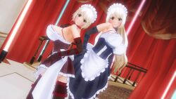 3d breasts caroline_moreau_(made_to_order) claire_moreau_(made_to_order) custom_maid_3d_2 empty_eyes female_only femsub kamen_writer_mc large_breasts maid maid_headdress
