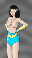  black_eyes black_hair breasts changer empty_eyes female_only femsub hypnotic_accessory leotard long_hair necklace open_mouth princess_ariel_(thundarr_the_barbarian) solo thundarr_the_barbarian_(series) topless undressing 
