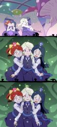 absurdres barbara_parker before_and_after blonde_hair comic diana_cavendish evil_smile femsub glowing glowing_eyes hannah_england hitsugi_mc little_witch_academia long_hair magic mushroom parasite red_eyes smile