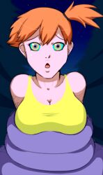  animated animated_gif bouncing_breasts breasts coils female_only femsub huge_breasts kaa_eyes looking_at_viewer misty nightowl nintendo open_mouth orange_hair pokemon pokemon_(anime) short_hair snake 