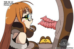  bangs blush clothed coils disney double_penis drool femsub futaba_sakura glasses jacket kaa kaa_eyes long_hair maledom open_mouth orange_hair penis persona_(series) persona_5 renaissanceofchaos restrained simple_background smile snake snake_penis tank_top the_jungle_book tongue tongue_out watermark white_background 