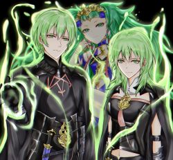  aura azlaz_love breasts byleth_eisner clothed dual_persona expressionless eye_color_change femdom femsub fire_emblem fire_emblem_three_hopes fire_emblem_three_houses green_eyes green_hair hair_color_change large_breasts long_hair looking_at_viewer malesub nintendo possession short_hair sothis_(fire_emblem_three_houses) spoilers tagme weapon 