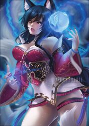 ahri_(league_of_legends) animal_ears animated animated_gif breasts cirakitsune_(manipper) felielle female_only femdom fox_ears fox_girl fox_tail glowing hypnotic_spiral kitsune_girl league_of_legends long_hair looking_at_viewer magic manip pov pov_sub spiral tail thighs